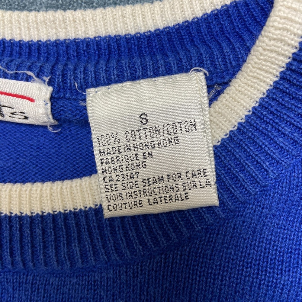 Talbots Sweater Mens Small Blue Knit Cotton Relaxed Fit Crew Neck Retro Outdoor - Picture 8 of 13